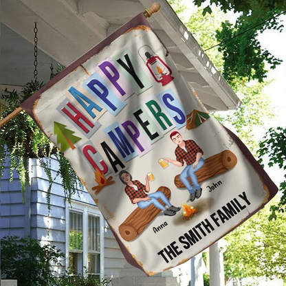 Personalized Camping Flag Sign - Best Gift For Camping Lovers - Happy Campers