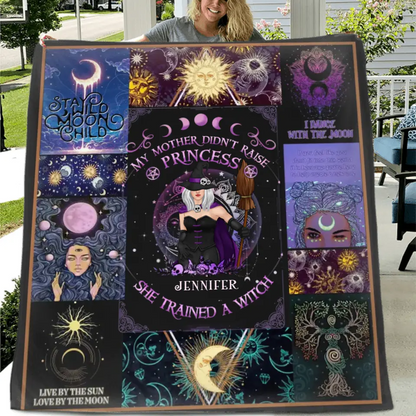 Personalized Witch Quilt/Fleece Blanket/Pillow Cover - Halloween Gift Idea For Witch Lovers - To My Daughter