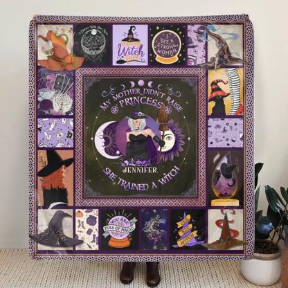Personalized Witch Quilt/Fleece Blanket/Pillow Cover - Halloween Gift Idea For Witch Lovers - Remember Whose Daughter You Are