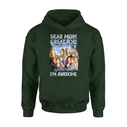 Personalized Dad/Mom Shirt/Hoodie - Upload Photos - Gift Idea For Mom/Dad From Daughter/Son - Dear Mom Great Jon I'm Awesome
