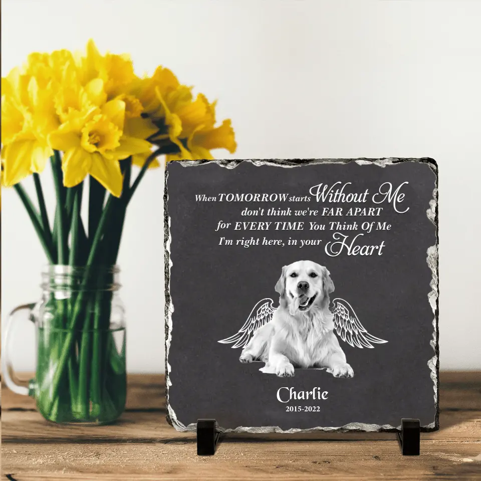 Personalized Memorial Photo Square Lithograph - Gift Idea For Pet Lover - When Tomorrow Starts Without Me