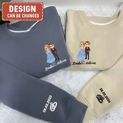Personalized Wedding Chibi Couple Sweater - Anniversary/Christmas/Valentine's Day Gift Idea For Couple/Him/Her