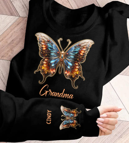 Personalized Grandma Mom Butterfly Sweater - Gift Idea For Grandma/Mother - Up to 10 Kids