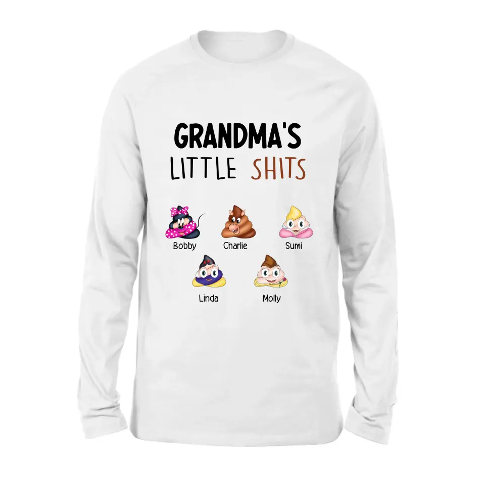 Personalized Funny Shirt/Hoodie - Gift Idea For Mom/Dad/Grandpa/Grandma - Up to 5 Kids - Grandma's Little Shits