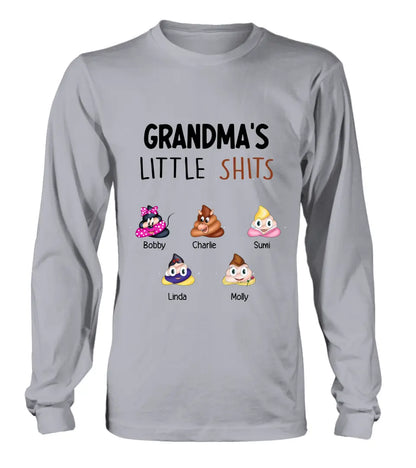 Personalized Funny Shirt/Hoodie - Gift Idea For Mom/Dad/Grandpa/Grandma - Up to 5 Kids - Grandma's Little Shits