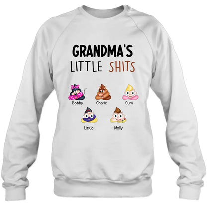 Personalized Funny Shirt/Hoodie - Gift Idea For Mom/Dad/Grandpa/Grandma - Up to 5 Kids - Grandma's Little Shits