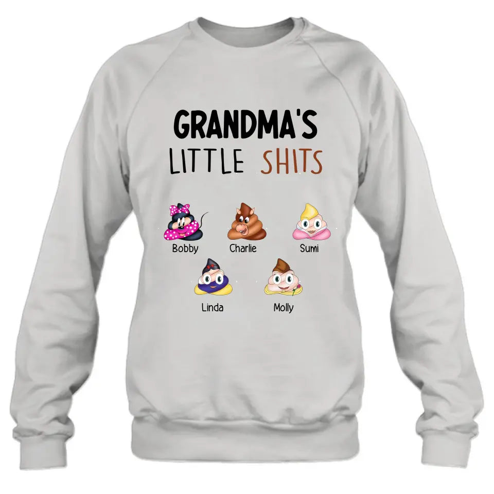 Personalized Funny Shirt/Hoodie - Gift Idea For Mom/Dad/Grandpa/Grandma - Up to 5 Kids - Grandma's Little Shits