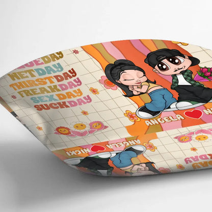 Personalized Couple Pillow Cover - Valentines Day Gift For Couple/Her/Him - Moanday Tongueday Wetday