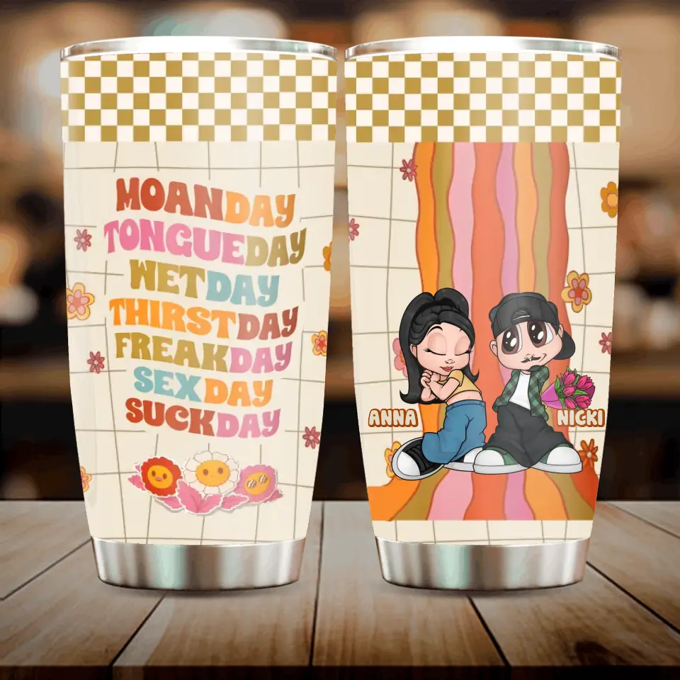 Personalized Couple Tumbler - Gift Idea For Him/Her/Couple/Valentine's Day - Moanday Tongueday Wetday