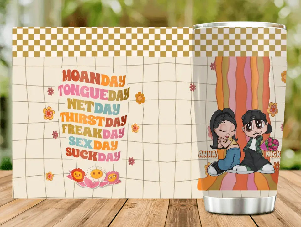 Personalized Couple Tumbler - Gift Idea For Him/Her/Couple/Valentine's Day - Moanday Tongueday Wetday