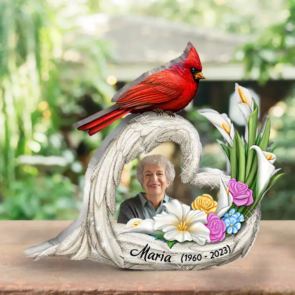 Personalized Memorial Cardinal Photo Acrylic Plaque - Upload Photo - Christmas/Memorial Gift Idea for Family