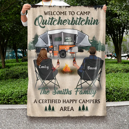 Personalized Camping Flag Sign - Best Gift For Camping Lovers - A Certified Happy Campers Area