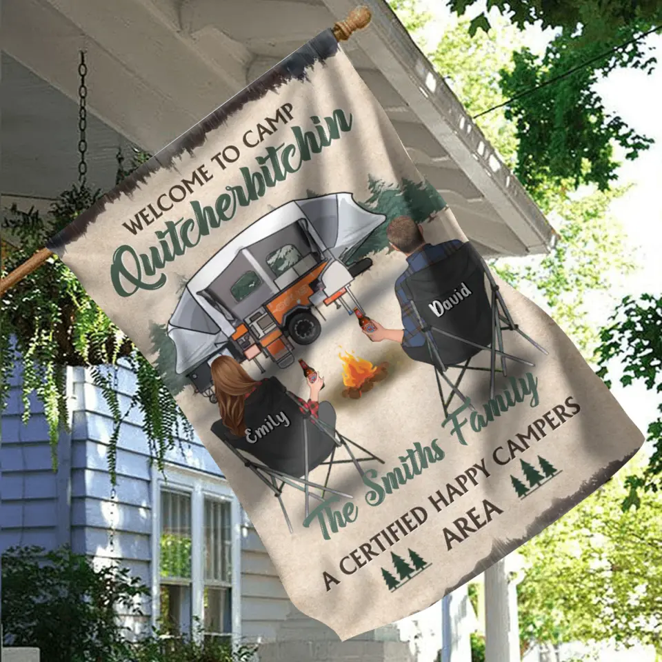 Personalized Camping Flag Sign - Best Gift For Camping Lovers - A Certified Happy Campers Area