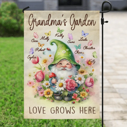 Personalized Grandma's Garden Flag Sign - Mother's Day Gift Idea For Grandma/Mother - Up to 10 Kids
