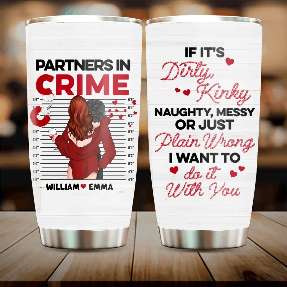 Personalized Couple Tumbler - Gift Idea For Him/Her/Couple/Valentine's Day - Partners In Crime