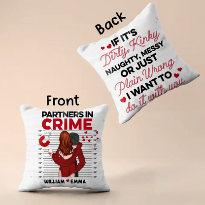 Personalized Couple Pillow Cover - Best Gift Idea For Husband/Wife/Birthday/Anniversary - Partners In Crime