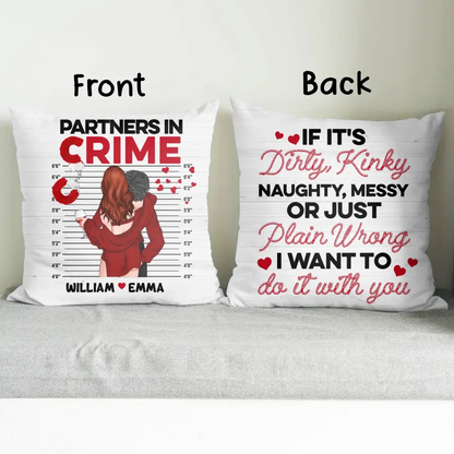 Personalized Couple Pillow Cover - Best Gift Idea For Husband/Wife/Birthday/Anniversary - Partners In Crime