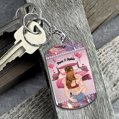 Personalized Sexy Couple Aluminum Keychain - Gift Idea For Couple/Her/Him - I Adore You