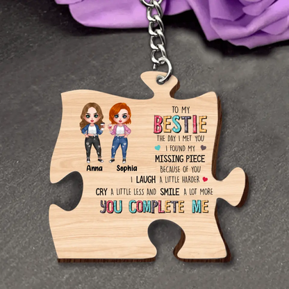 Personalized Bestie Wooden Keychain - Gift Idea For Best Friends - I Found My Missing Piece