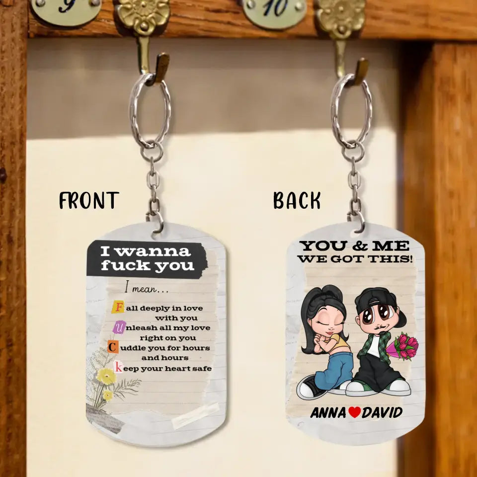 Personalized Couple Aluminum Keychain - Gift Idea for Couple/Him/Her - Unleash All My Love Right On You