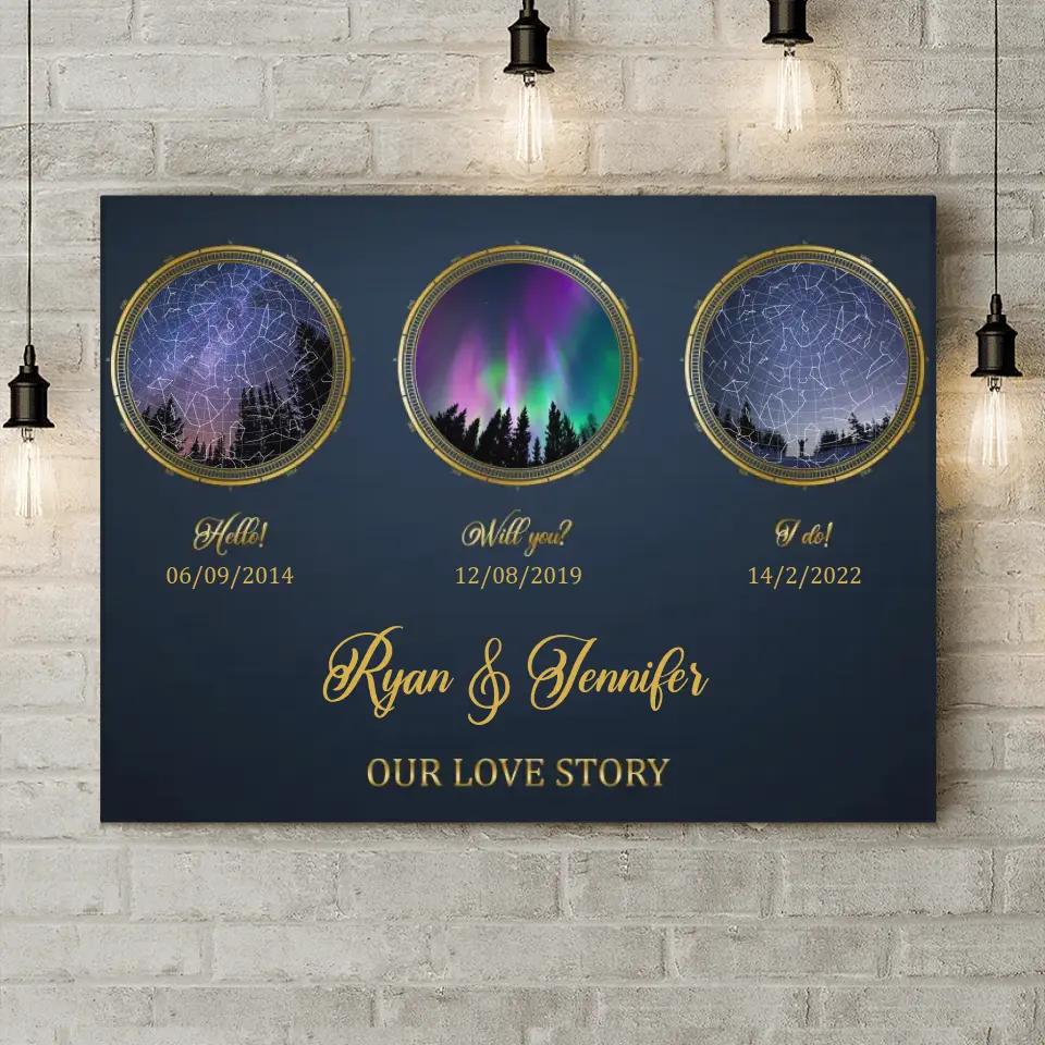 Personalized Couple Star Map Canvas - Gift Idea For Couple - Our Love Story