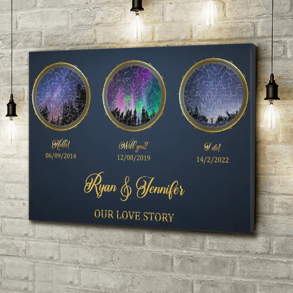 Personalized Couple Star Map Canvas - Gift Idea For Couple - Our Love Story