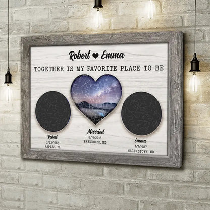 Personalized Couple Canvas - Valentine's Day Gift Idea for Couple/Him/Her - Together Is My Favorite Place To Be