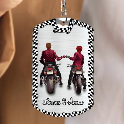 Personalized Riding Couple Aluminum Keychain - Gift Idea For Couple/Her/Him - The Road Is Calling And I Must Go
