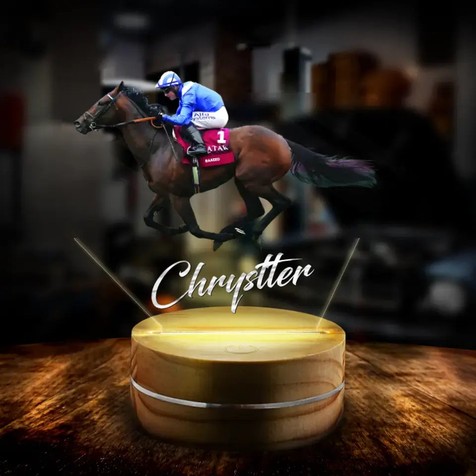 Personalized Horse Riding Acrylic Led Light - Gift for Horse Lover - Upload Photo