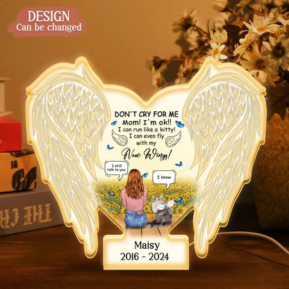 Personalized Memorial Dog Wings Light Box - Memorial Gift Idea For Dog/Cat Lover - Don't Cry For Me Mom! I'm Ok