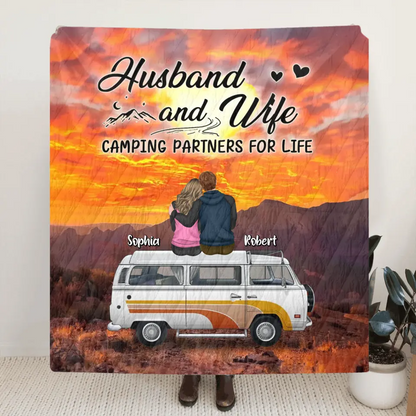 Personalized Camping Fleece Throw Blanket/Quilt/Pillow Cover - Gift Idea For Camping Lovers - Camping Partners For Life
