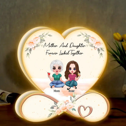 Personalized Mother And Daughters Light Box - Mom With Up to 5 Daughters - Gift Idea For Mother's Day - Mother And Daughters Forever Linked Together