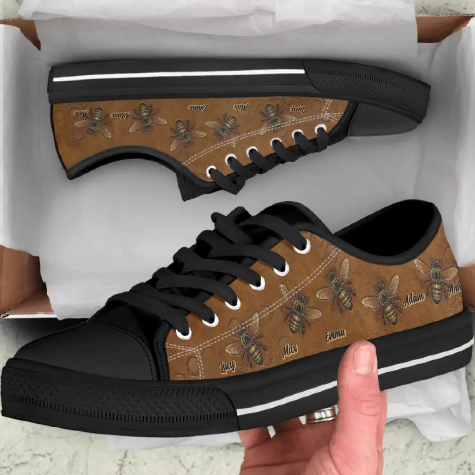 Personalized Bee Low Top Sneakers - Gift Idea Bee Lovers/Birthday Gift - Up to 5 Bees