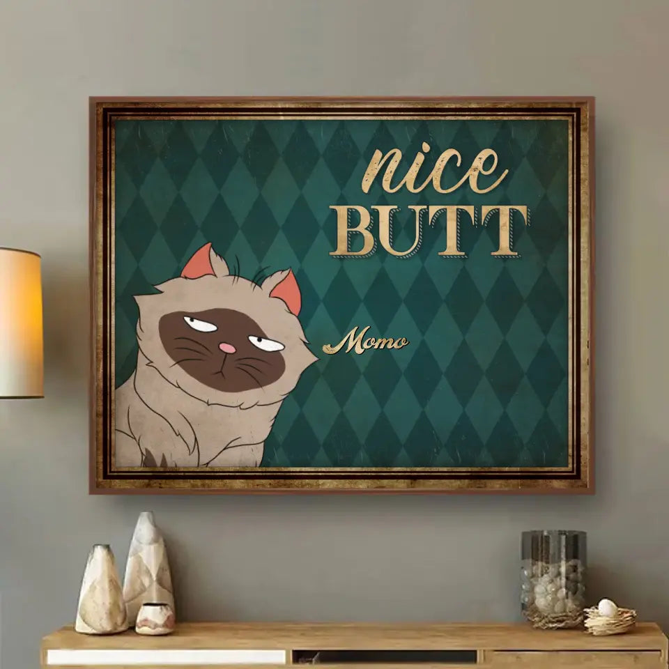 Personalized Nice Butt Funny Cats Poster - Gift Idea For Cat Lover - Bathroom Decorating - Up to 6 Cats