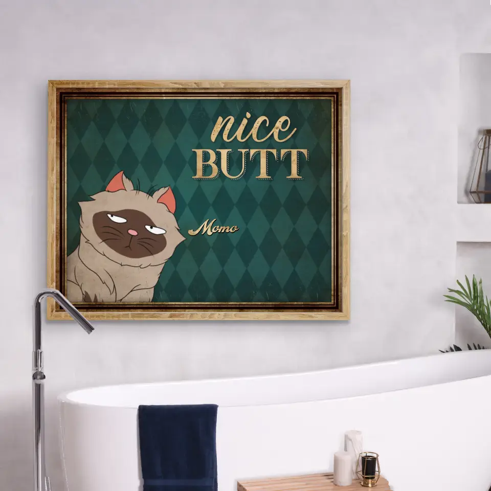 Personalized Nice Butt Funny Cats Poster - Gift Idea For Cat Lover - Bathroom Decorating - Up to 6 Cats