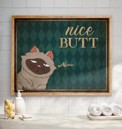 Personalized Nice Butt Funny Cats Poster - Gift Idea For Cat Lover - Bathroom Decorating - Up to 6 Cats