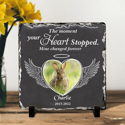Personalized Memorial Rabbit Square Lithograph - Gift Idea For Rabbit/Bunny Lovers - The Moment Your Heart Stopped Mine Changed Forever