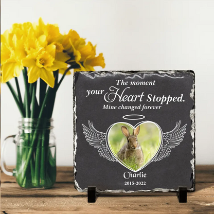 Personalized Memorial Rabbit Square Lithograph - Gift Idea For Rabbit/Bunny Lovers - The Moment Your Heart Stopped Mine Changed Forever