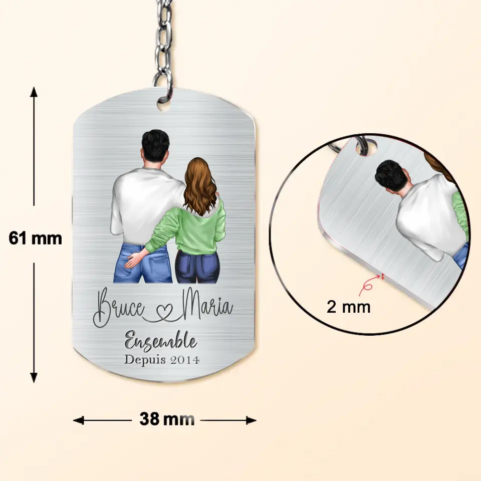 Personalized Couple Aluminum Keychain - Gift Idea For Couple - Juste Toi Et Moi