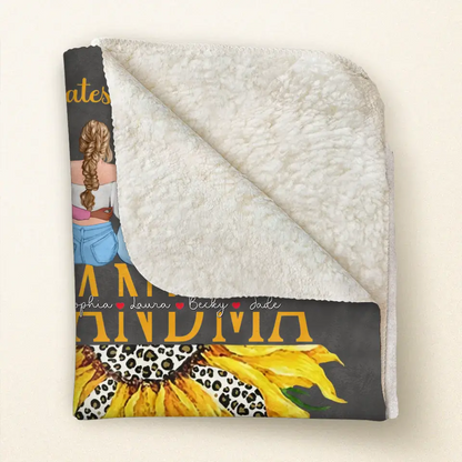 Personalized Grandma Quilt/Fleece Throw Blanket - Up to 4 Granddaughters - Gift Idea For Mother's Day - My Greatest Blessing Call Me Grandma