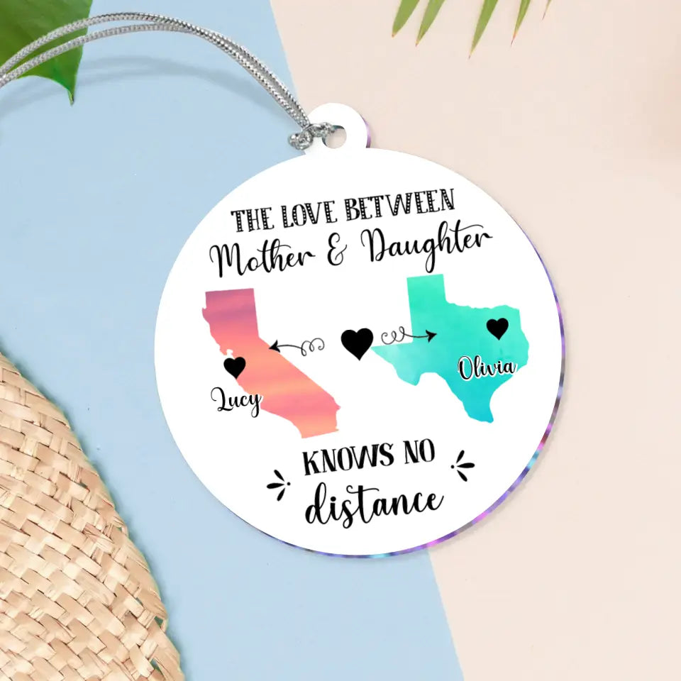 Personalized Mother Daughter Long Distance Circle Acrylic Ornament - Gift Idea For Mother And Daughter