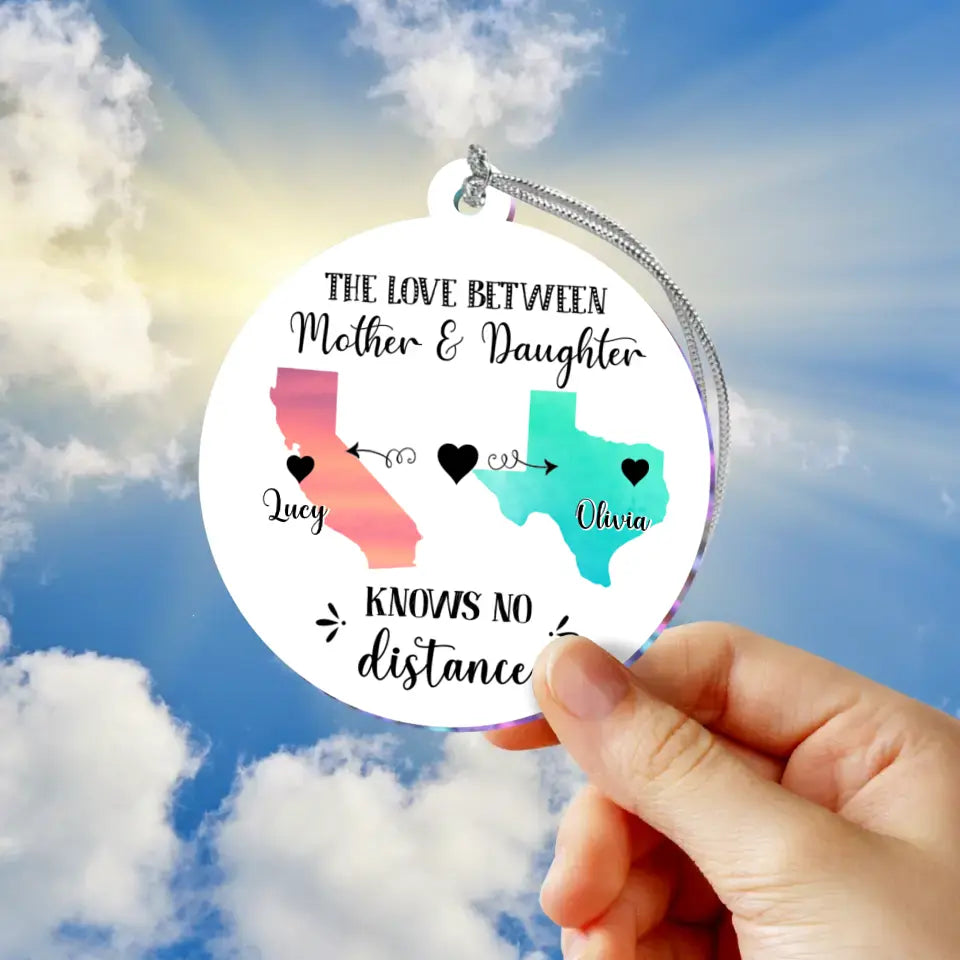 Personalized Mother Daughter Long Distance Circle Acrylic Ornament - Gift Idea For Mother And Daughter