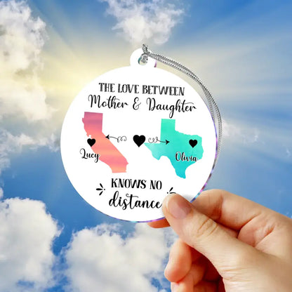Personalized Mother Daughter Long Distance Circle Acrylic Ornament - Gift Idea For Mother And Daughter