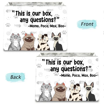 Personalized Funny Cat Storage Box - Up to 4 Cats - Gift Idea for Cat Lovers - This Is Our Box