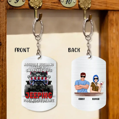 Personalized Off-Road Couple Aluminum Keychain - Gift Idea For Couple/Him/Her - Asshole Husband And Smartass Wife