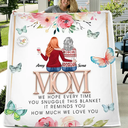 Personalized Mom & Daughter Quilt/Fleece Throw Blanket - Up to 4 Daughters - Mother's Day Gift Idea To Mom - It Reminds You How Much We Love You