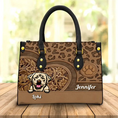 Personalized Dog Mom PU Leather Handbag - Up to 3 Dogs - Mother's Day Gift Idea for Dog Lovers