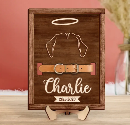 Personalized Memorial Dog Ears 2 Layered Wooden Art - Memorial Gift Idea For Dog Lover