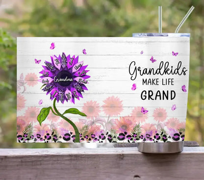 Personalized Grandma Tumbler - Up to 15 Grandkids - Mother's Day Gift Idea For Grandma - Grandkids Make Life Grand