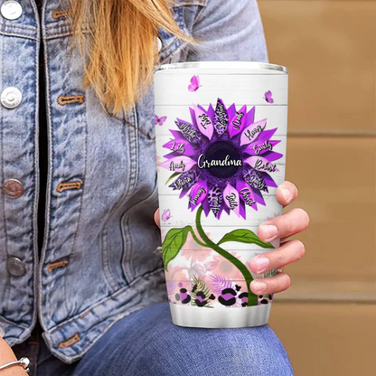 Personalized Grandma Tumbler - Up to 15 Grandkids - Mother's Day Gift Idea For Grandma - Grandkids Make Life Grand